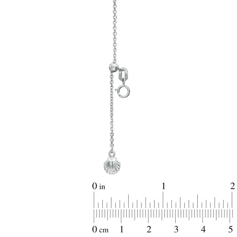 Main Image 2 of Previously Owned - Seashell Adjustable Cable Anklet in 14K White Gold - 11"