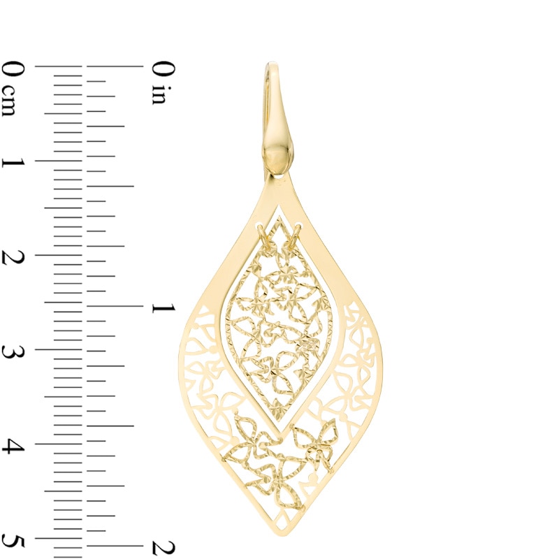 Main Image 2 of Previously Owned - Butterfly Pattern Flame-Shaped Drop Earrings in 10K Gold