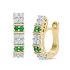 Thumbnail Image 1 of Previously Owned - Princess-Cut Lab-Created Emerald and White Sapphire Earrings in Sterling Silver with 14K Gold Plate