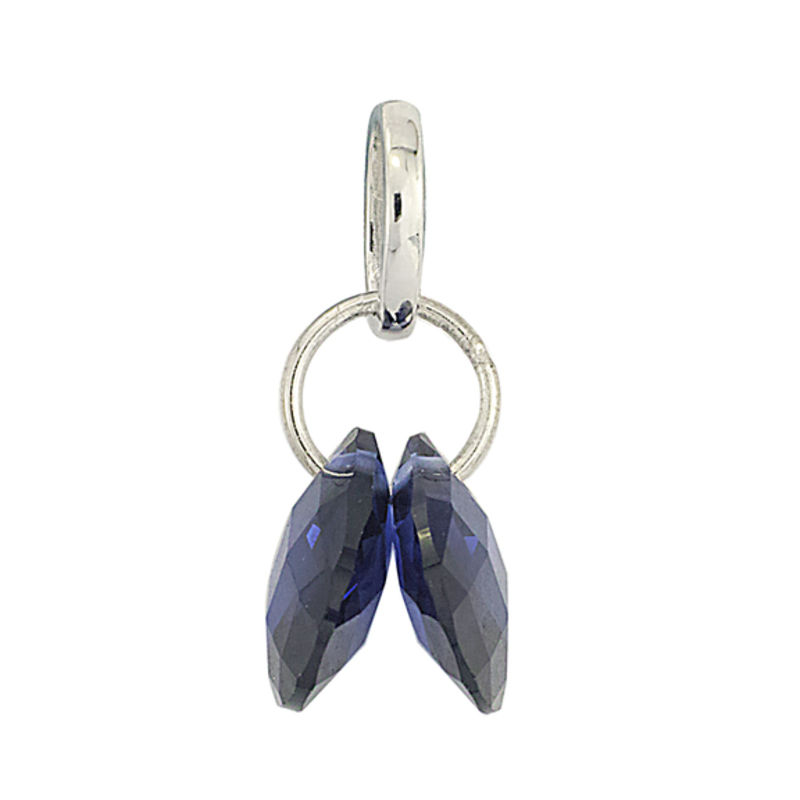 Main Image 1 of Previously Owned - Personality Charms Double Teardrop-Shaped Lab-Created Blue Sapphire Charm in Sterling Silver