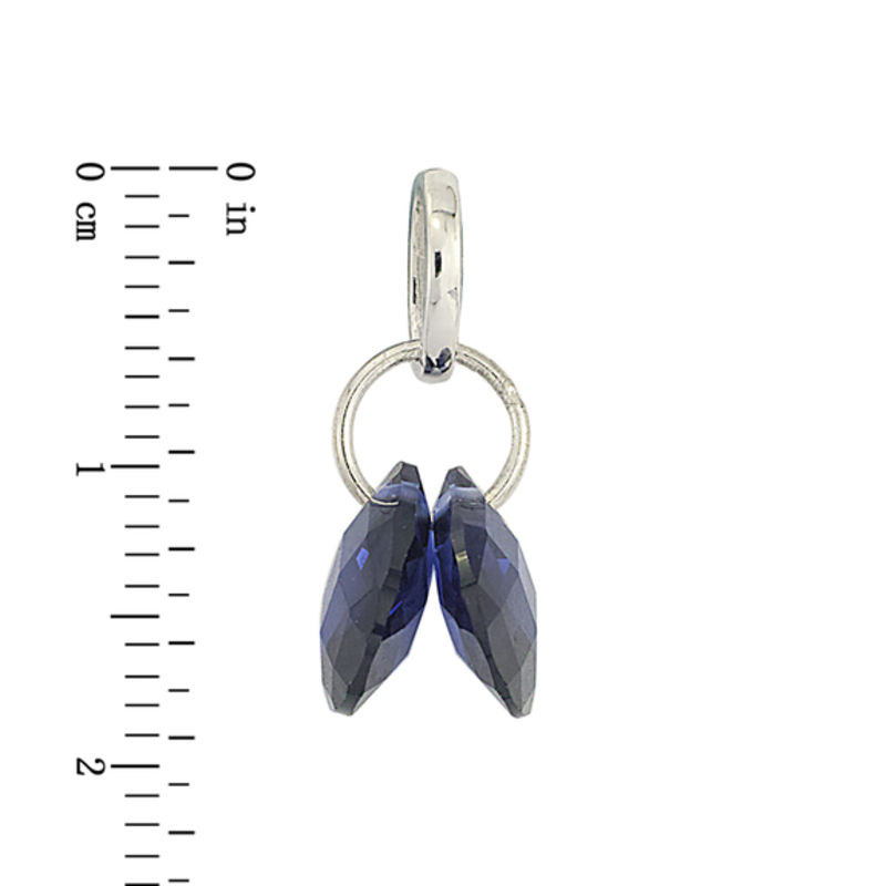 Main Image 2 of Previously Owned - Personality Charms Double Teardrop-Shaped Lab-Created Blue Sapphire Charm in Sterling Silver