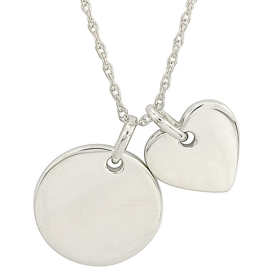 Previously Owned - Personality Charms Two Piece Heart and Round Disk Starter Pendant in Sterling Silver