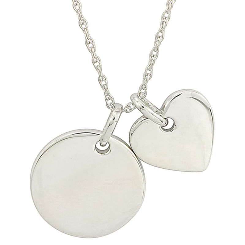 Main Image 1 of Previously Owned - Personality Charms Two Piece Heart and Round Disk Starter Pendant in Sterling Silver