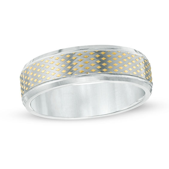 Previously Owned - 6.0mm Diamond-Cut Comfort Fit Band in 10K Two-Tone Gold
