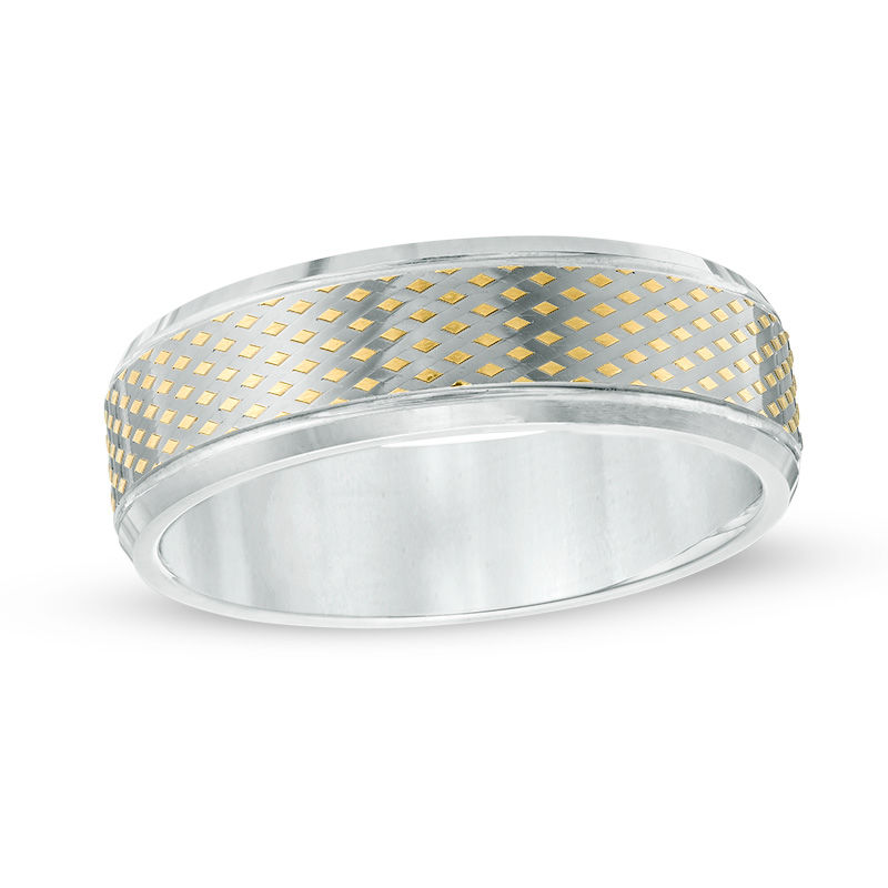 Main Image 1 of Previously Owned - 6.0mm Diamond-Cut Comfort Fit Band in 10K Two-Tone Gold