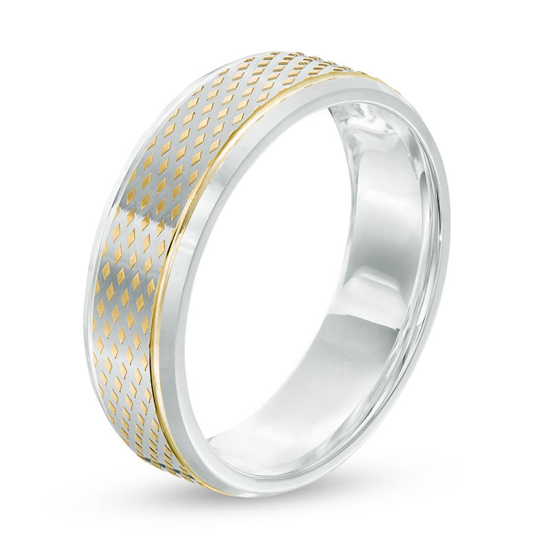 Main Image 2 of Previously Owned - 6.0mm Diamond-Cut Comfort Fit Band in 10K Two-Tone Gold