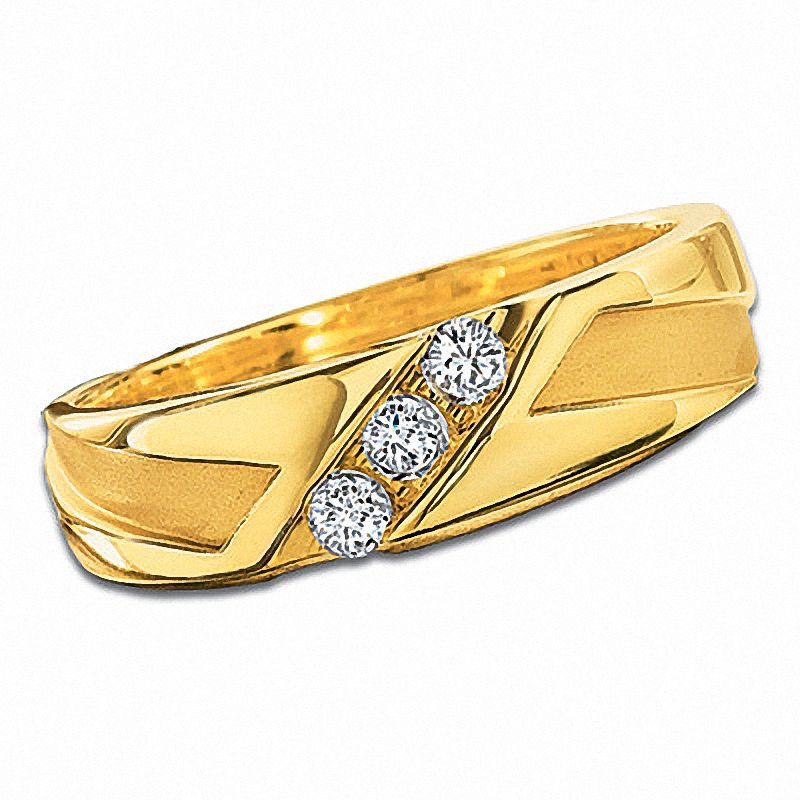 Main Image 1 of Previously Owned - 1/4 CT. T.W. Diamond Three Stone Band in 10K Gold