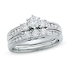 Thumbnail Image 0 of Previously Owned - 1 CT. T.W. Diamond Three Stone Milgrain Bridal Set in 14K White Gold