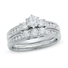 Thumbnail Image 1 of Previously Owned - 1 CT. T.W. Diamond Three Stone Milgrain Bridal Set in 14K White Gold
