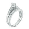 Thumbnail Image 1 of Previously Owned - 1/2 CT. T.W. Multi-Diamond Flower Bridal Set in 10K White Gold
