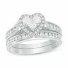 Thumbnail Image 0 of Previously Owned - 5/8 CT. T.W. Heart-Shaped Multi-Diamond Bridal Set in 14K White Gold