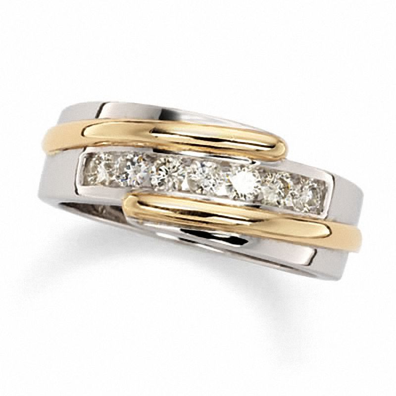 Previously Owned - Men's 1/2 CT. T.W. Diamond Bypass Ring in 14K Two-Tone Gold