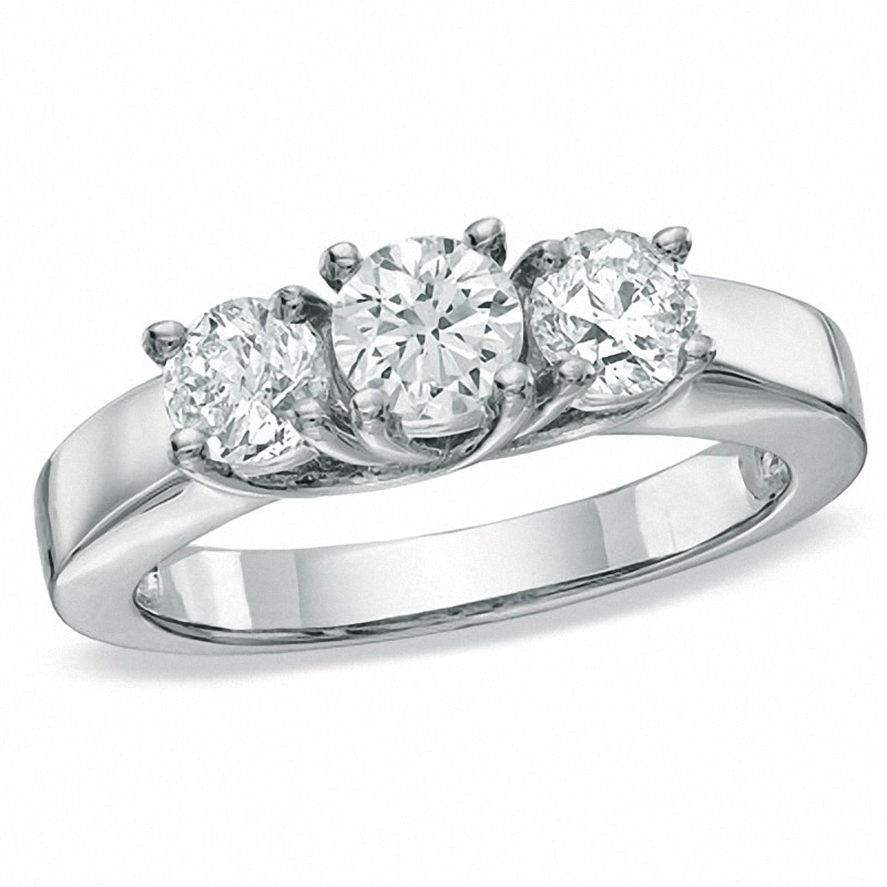 Main Image 1 of Previously Owned - 1 CT. T.W. Diamond Three Stone Ring in 14K White Gold