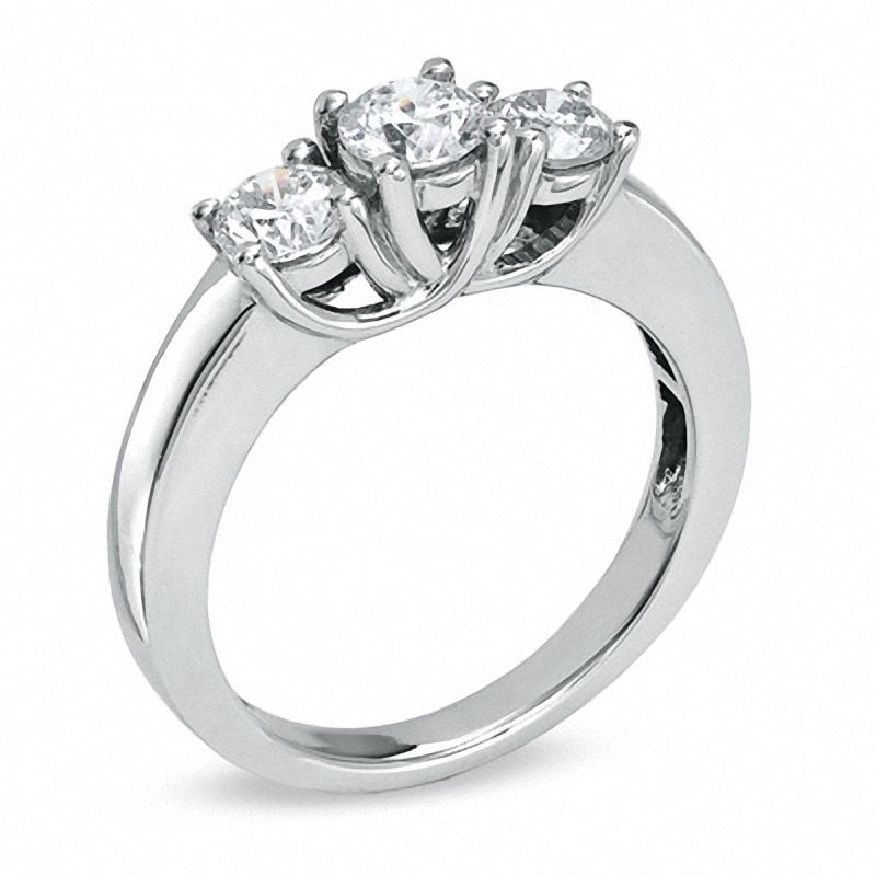 Main Image 2 of Previously Owned - 1 CT. T.W. Diamond Three Stone Ring in 14K White Gold