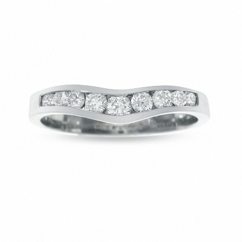 Main Image 1 of Previously Owned - 3/8 CT. T.W. Diamond Contour Band in 14K White Gold