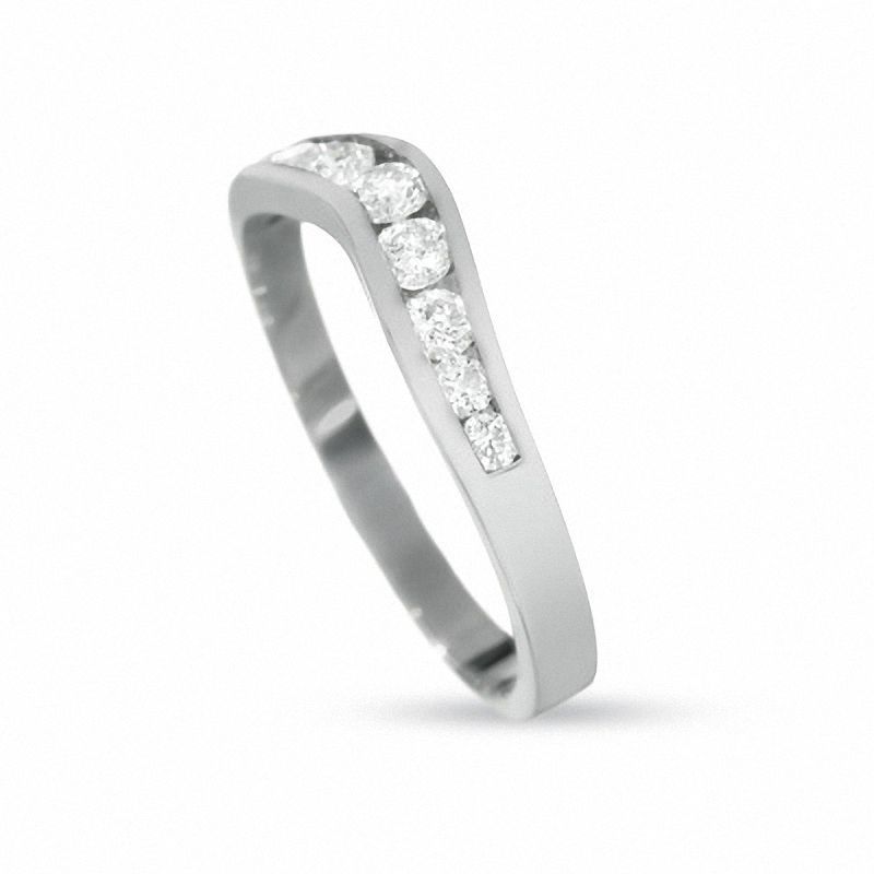 Main Image 2 of Previously Owned - 3/8 CT. T.W. Diamond Contour Band in 14K White Gold