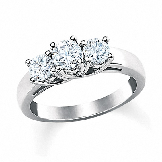 Previously Owned - 1-1/4 CT. T.w. Diamond Three Stone Ring in 14K White Gold