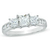 Thumbnail Image 1 of Previously Owned - 1-1/2 CT. T.W. Princess Cut Diamond Past Present Future® Ring in 14K White Gold