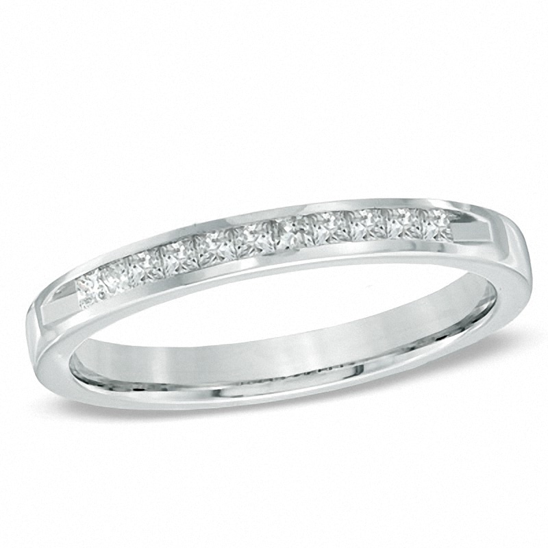 Main Image 1 of Previously Owned - 1/4 CT. T.W. Princess-Cut Diamond Wedding Band in 14K White Gold