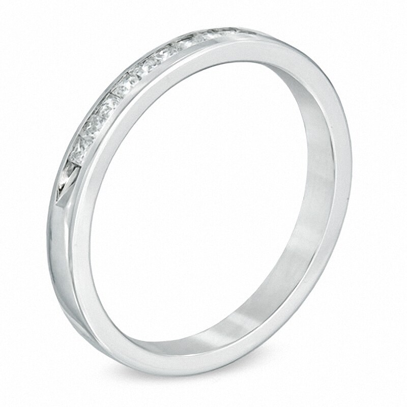 Main Image 2 of Previously Owned - 1/4 CT. T.W. Princess-Cut Diamond Wedding Band in 14K White Gold