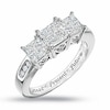 Thumbnail Image 1 of Previously Owned - 1 CT. T.W. Princess-Cut Quad Diamond Past Present Future® Ring in 14K White Gold