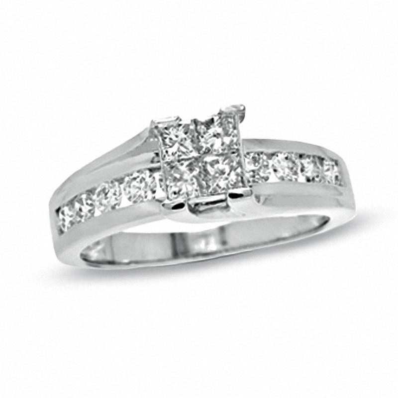 Previously Owned - 1 CT. T.W. Quad Princess Diamond Ring in 14K White Gold