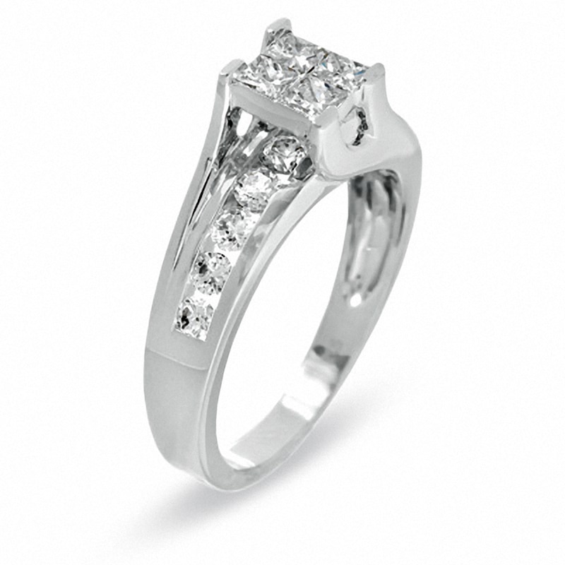 Previously Owned - 1 CT. T.W. Quad Princess Diamond Ring in 14K White Gold