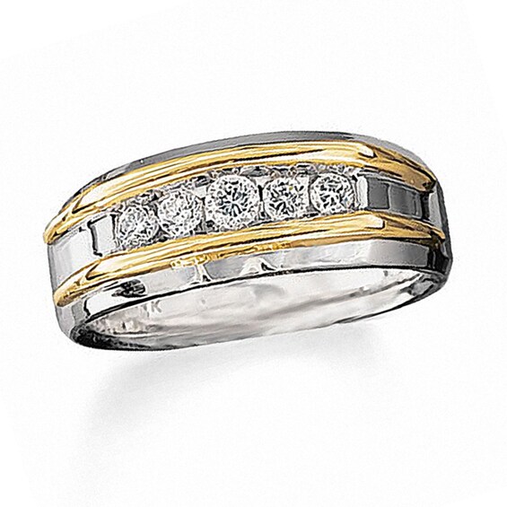 Previously Owned - 1/2 CT. T.w. Diamond Five Stone Band in 10K Two-Tone Gold