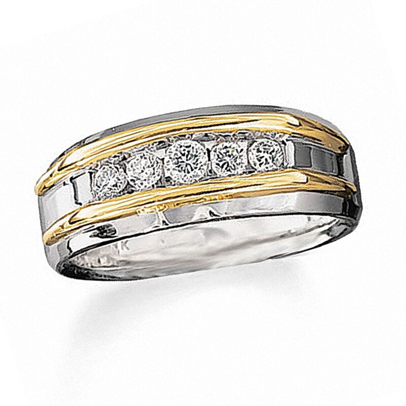Main Image 1 of Previously Owned - 1/2 CT. T.W. Diamond Five Stone Band in 10K Two-Tone Gold