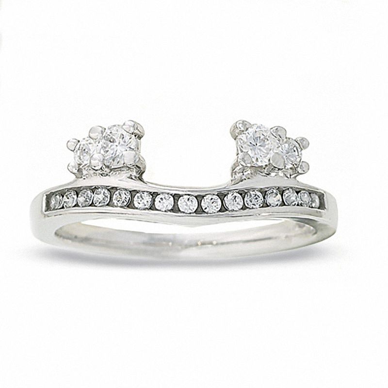 Previously Owned - 3/8 CT. T.W. Four-Stone Diamond Wrap Solitaire Enhancer in 14K White Gold