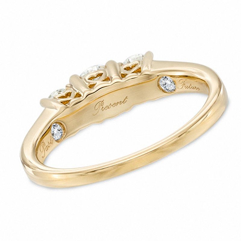 Main Image 3 of Previously Owned - 1/2 CT. T.W. Diamond Past Present Future® Ring in 14K Gold