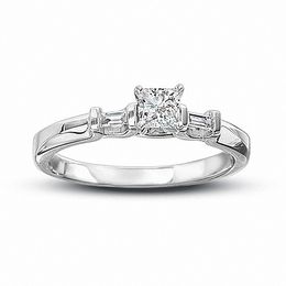 Previously Owned - 1/2 CT. T.W.  Princess-Cut Diamond Engagement Ring in 14K White Gold (J/I1)