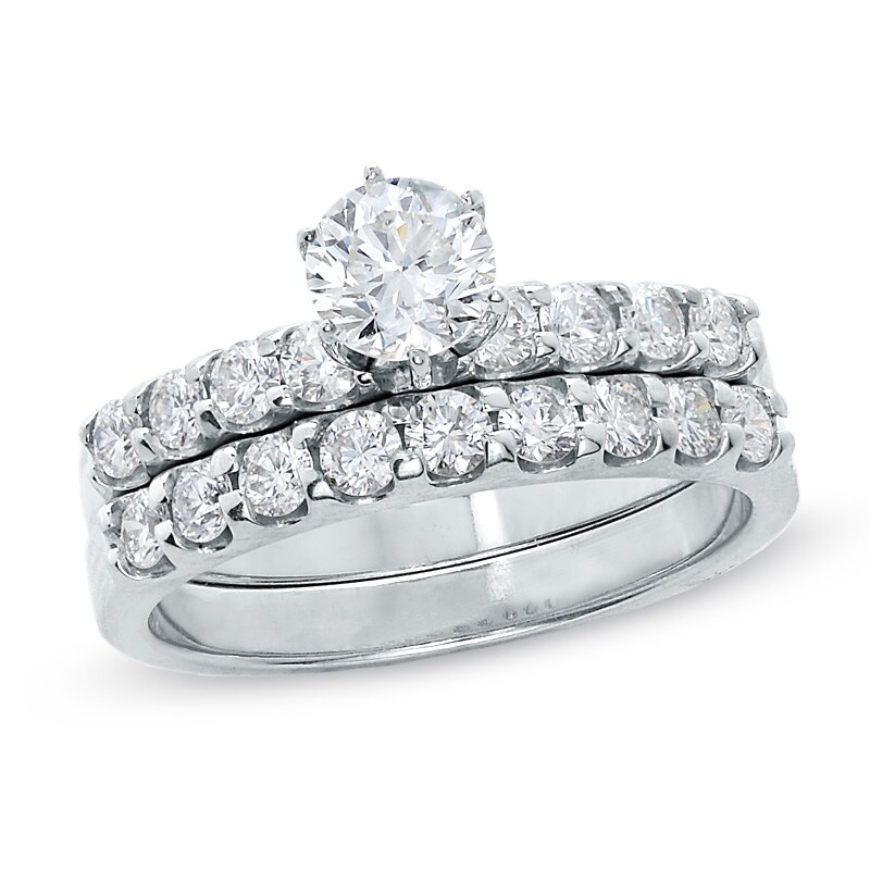 Main Image 1 of Previously Owned - 1 CT. T.W. Diamond Bridal Set in 14K White Gold