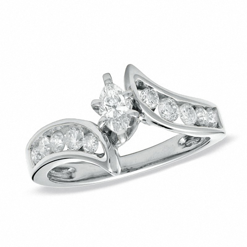 Main Image 3 of Previously Owned - 1 CT. T.W. Marquise Diamond Bridal Set in 14K White Gold