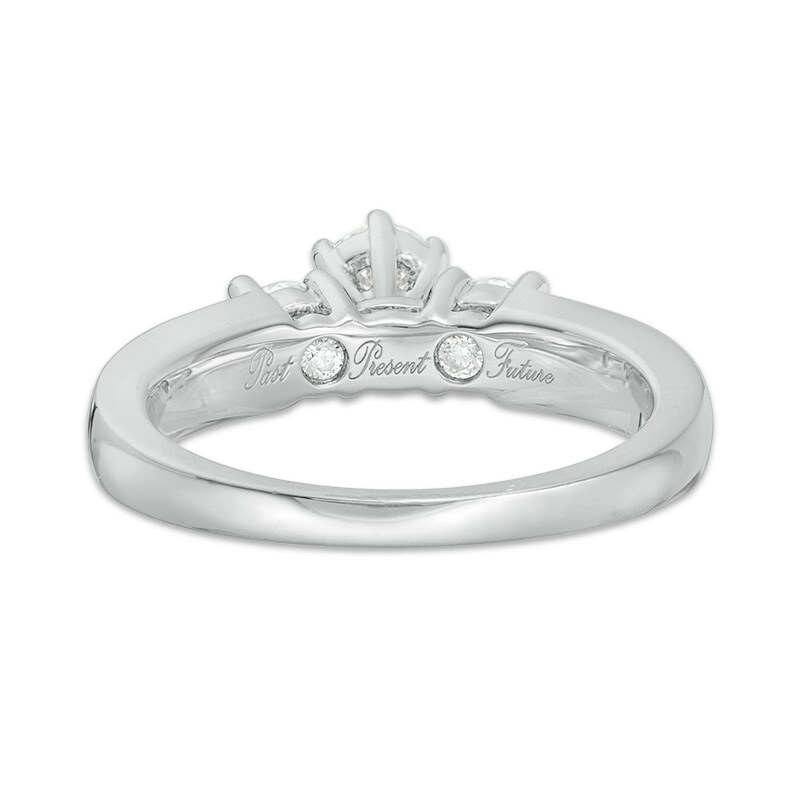 Main Image 3 of Previously Owned - 2 CT. T.W. Diamond Three Stone Bridal Set in 14K White Gold