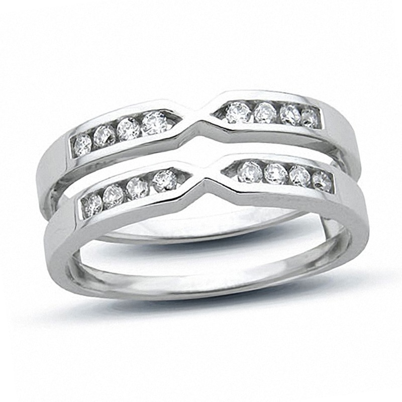 Main Image 1 of Previously Owned - 1/4 CT. T.W. Channel-Set Diamond Solitaire Enhancer in 14K White Gold