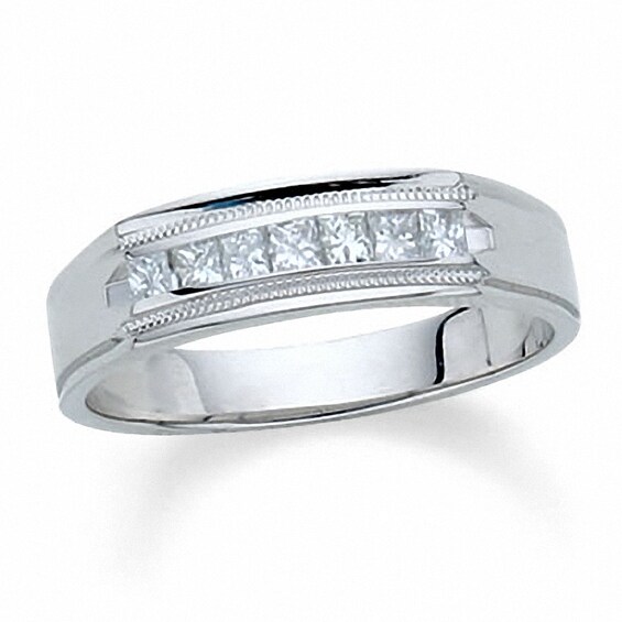 Previously Owned - 1 CT. T.w. Square-Cut Channel-Set Diamond Wedding Band in 14K White Gold