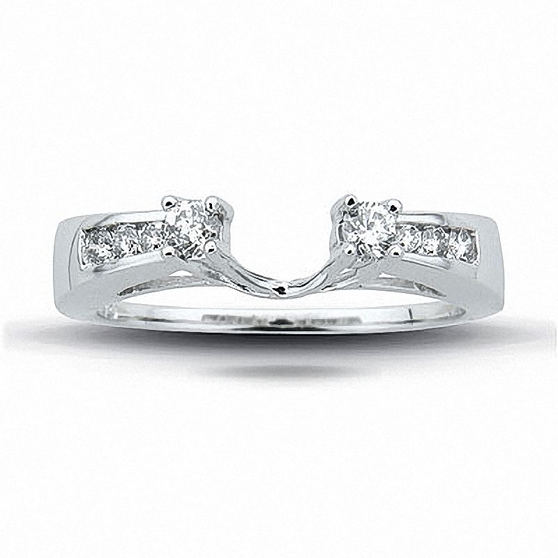 Main Image 1 of Previously Owned - 1/4 CT. T.W. Diamond Solitaire Enhancer in 14K White Gold with Channel Set Diamonds
