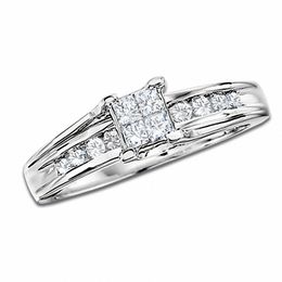 Pre Owned Clearance Zales T W Quad Princess Diamond Ring In 14k White