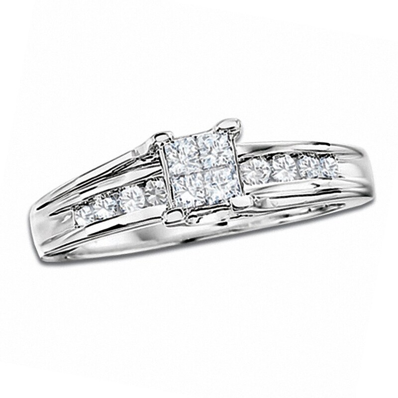 Main Image 1 of Previously Owned - 1/2 CT. T.W. Quad Princess Diamond Ring in 14K White Gold
