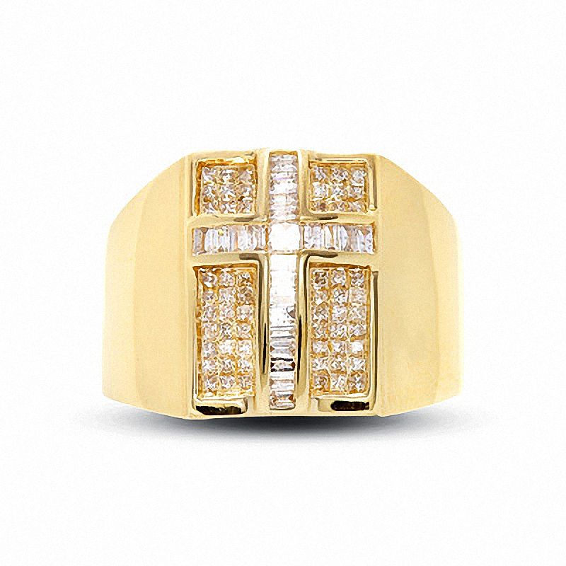 Main Image 1 of Previously Owned - 1 CT. T.W. Diamond Cross Ring in 10K Gold