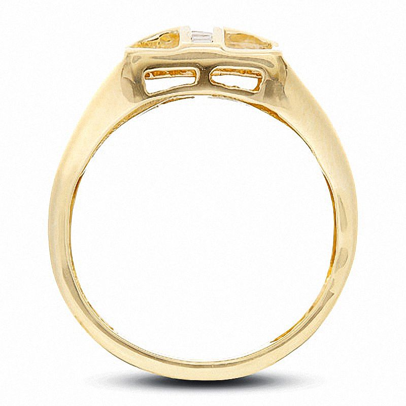 Main Image 3 of Previously Owned - 1 CT. T.W. Diamond Cross Ring in 10K Gold