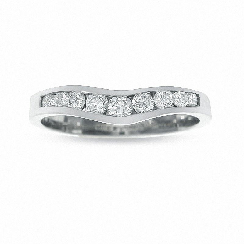 Main Image 1 of Previously Owned - 3/8 CT. T.W. Diamond Contour Band in 14K White Gold