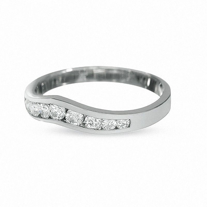 Main Image 3 of Previously Owned - 3/8 CT. T.W. Diamond Contour Band in 14K White Gold