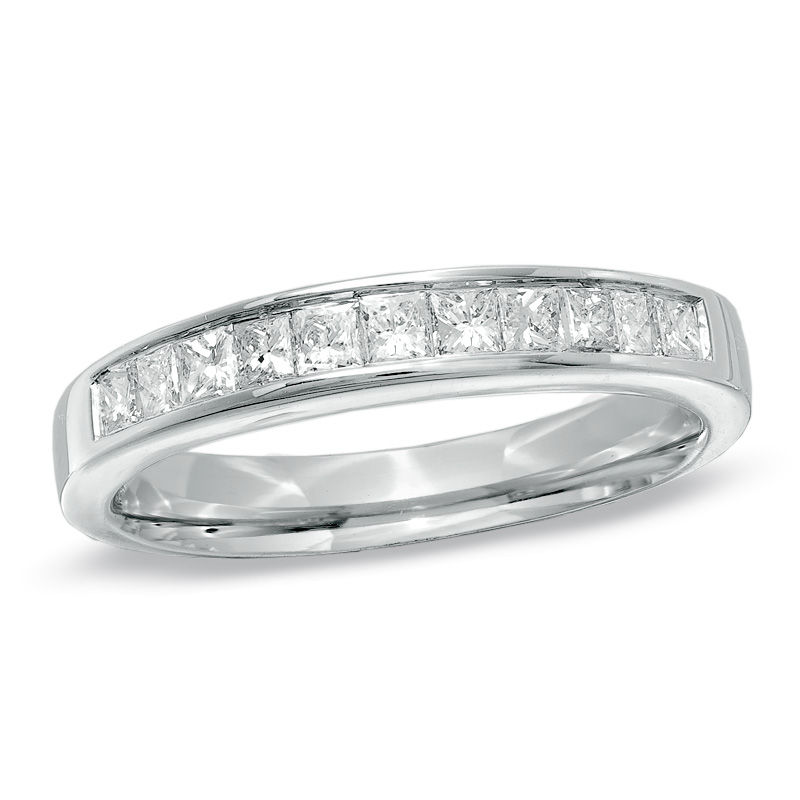 Main Image 1 of Previously Owned - 1/2 CT. T.W. Princess-Cut Diamond Channel Band in 14K White Gold