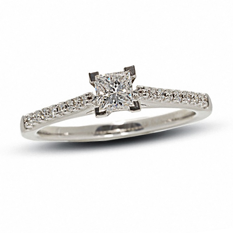 Main Image 1 of Previously Owned - 1/2 CT. T.W. Colourless Princess-Cut Diamond Solitaire Engagement Ring in 18K White Gold