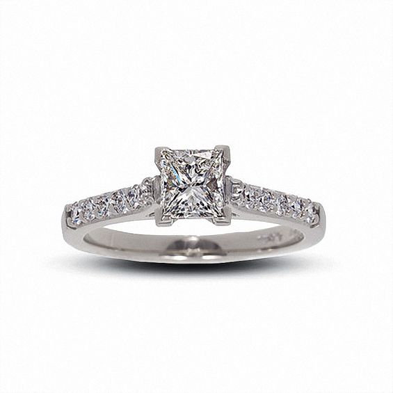 Previously Owned - 1 CT. T.w. Colorless Princess-Cut Diamond Solitaire Engagement Ring in 18K White Gold