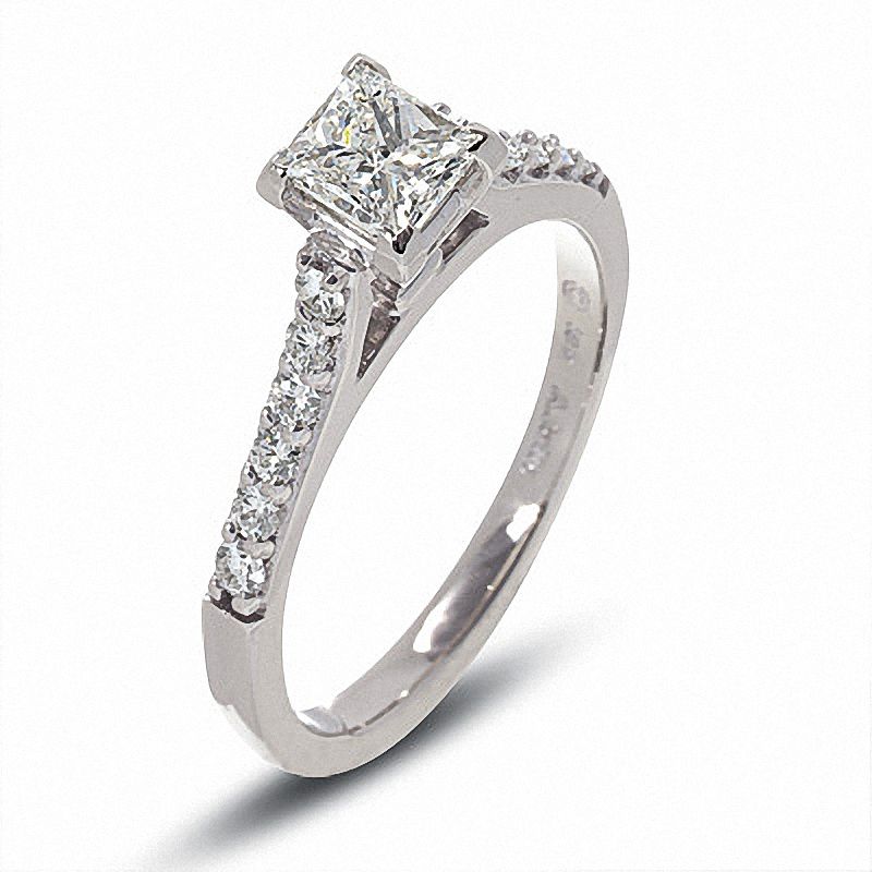 Previously Owned - 1 CT. T.W. Certified Colorless Princess-Cut Diamond Solitaire Engagement Ring in 18K White Gold