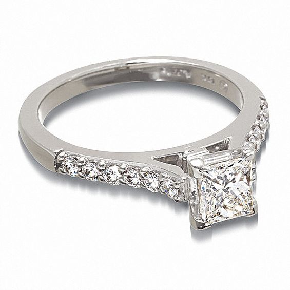 Previously Owned - 1 CT. T.W. Certified Colorless Princess-Cut Diamond Solitaire Engagement Ring in 18K White Gold Previously Owned - 1 CT. T.W. Certified Colorless Princess-Cut Diamond Solitaire Engagement Ring in 18K White Gold