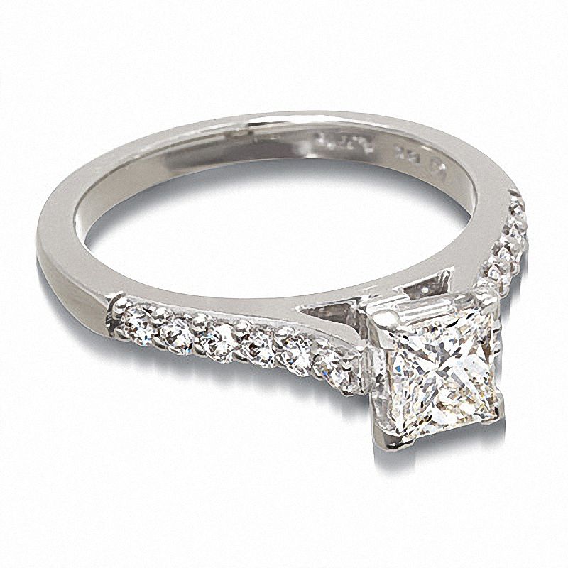 Main Image 3 of Previously Owned - 1 CT. T.W.  Colorless Princess-Cut Diamond Solitaire Engagement Ring in 18K White Gold